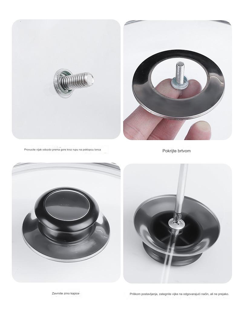 Perle za poklopac od nerđajućeg čelika | Univerzalna ručka za poklopac šerpe sa staklenim poklopcem i dodacima za perle