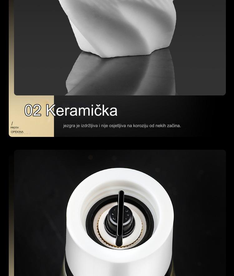 Ručni mlin za biber i so sa podesivom krupnoćom - Izdržljiv mlin za so, ručno upravljanje za sveže mlevene začine, so, biber - Kuhinjski alat za kućnu i komercijalnu upotrebu, bez /, lako za čišćenje