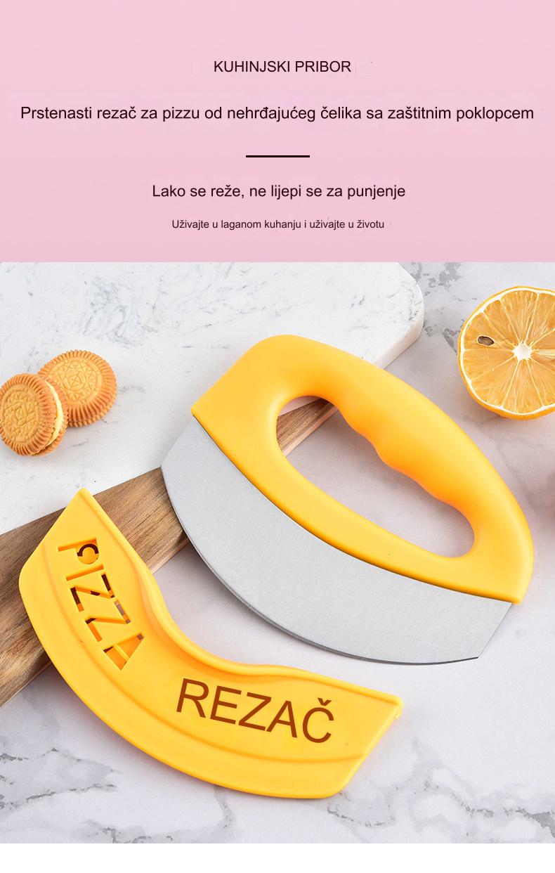 Višenamenski sekač za picu i prstenaste seckalice od nerđajućeg čelika sa ergonomskom ručkom - Izdržljivi nož za precizno sečenje, pite, sira, povrća, pečenje - Trajni kuhinjski alat sa sigurnosnom bravom i dizajnom koji se lako čisti - Idealan za kućnu i profesionalnu upotrebu
