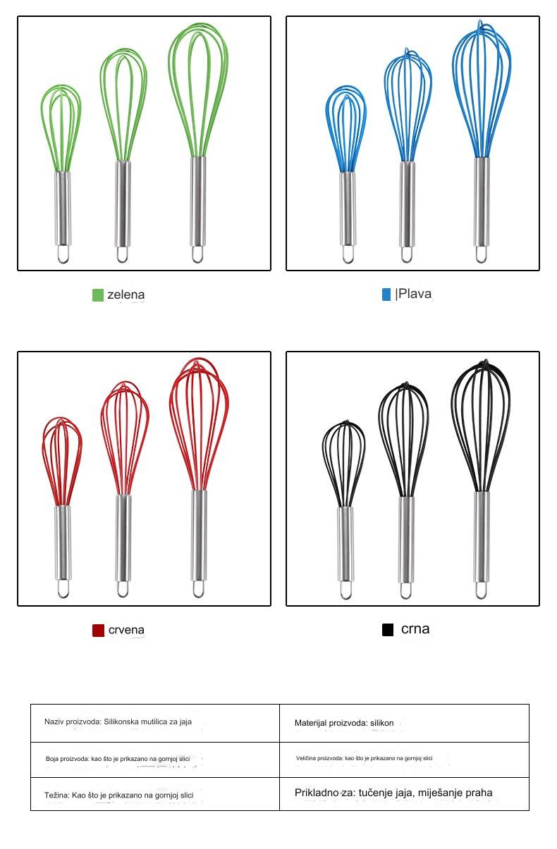 Profesionalna nerđajuća mutilica za jaja sa drškom od nerđajućeg čelika, pogodna za kuvanje i pečenje