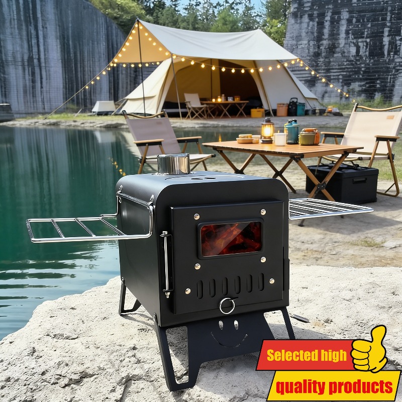 Sklopiva prenosiva šatorska peć na dva goriva, pogodna za drva i ugalj - Izdržljivi spoljašnji grejač za kampovanje, planinarenje, piknik, putovanja automobilom i upotrebu u zatvorenom prostoru sa kompatibilnim gorivom, bez potrebe za sistemom za paljenje (bez magnezijuma)
