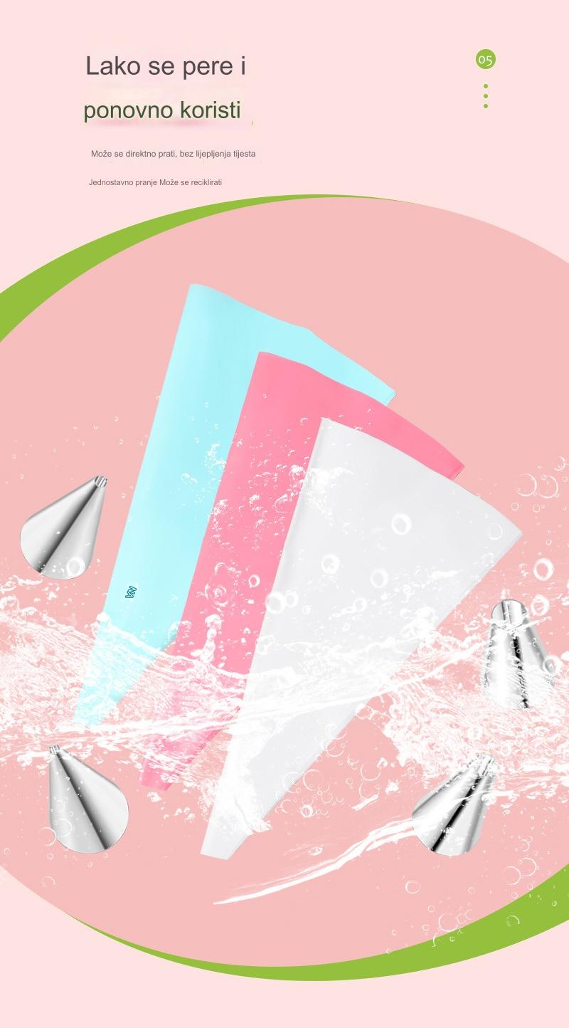 Set alata za ukrašavanje torti sa nerđajućim čeličnim nastavcima za torte, zadebljanim krpama za ukrašavanje i kremastim cvetnim nastavcima | Silikonski materijal, uključuje više nastavaka za ukrašavanje i