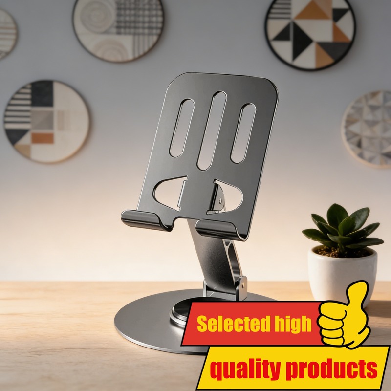 Podesivi rotirajući držač za telefon i tablet od aluminijumske legure sa postoljem, izdržljiva višenamenska nosač za radnu površinu kompatibilan za live strimovanje, online časove, video pozive, gejming - gledanje bez upotrebe ruku/ugao gledanja