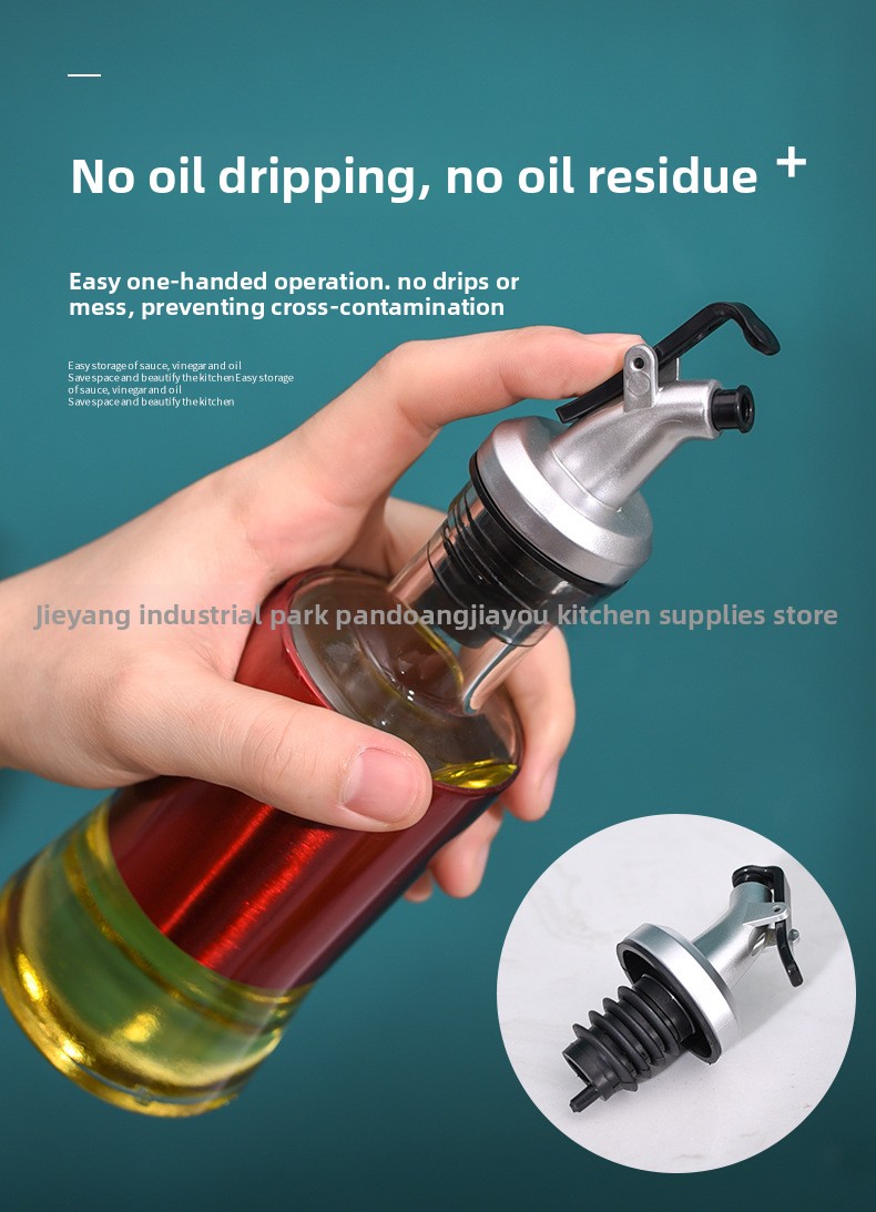 Bočica za ulje i sirće od nerđajućeg čelika sa prekidačem za pritiskanje - Dvostruki sloj, nepropusna staklena posuda za začine, ergonomska ručka i dizajn otporan na prolijevanje za kuhinju, trpezariju