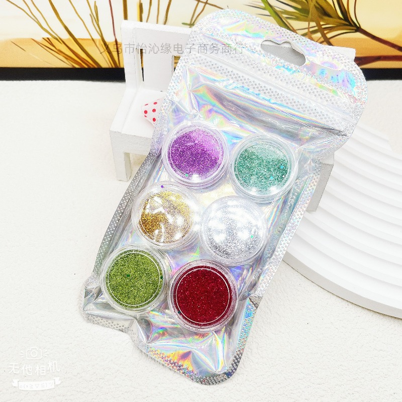 Set sa 6 boja sjajnog praha, ultra sjaj za DIY ukrašavanje noktiju, modna revija sa šljokicama