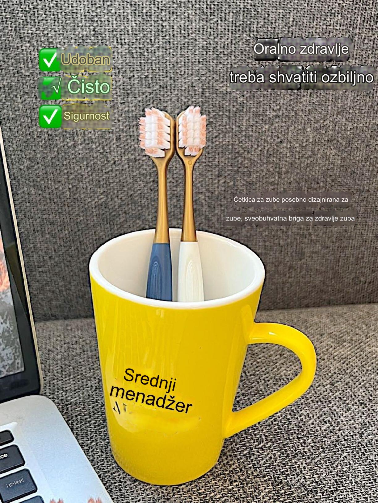 6 komada mekih četkica za zube za parove | Široka glava za veću udobnost, ABS plastična drška, mikro vlakna