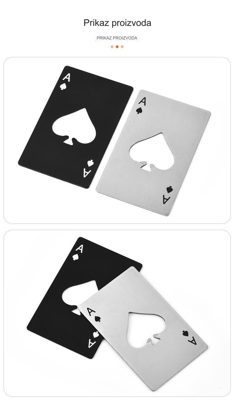 Aker za flaše/limenke od nerđajućeg čelika u obliku Dama Pik - Izdržljivi višenamenski otvarač sa elegantnim dizajnom karte, kompaktan i prenosiv za kuću, žurke, barove - Trajan i otporan na rđu za flaše spade, sode, piva, vina - Idealan za poker večeri i E