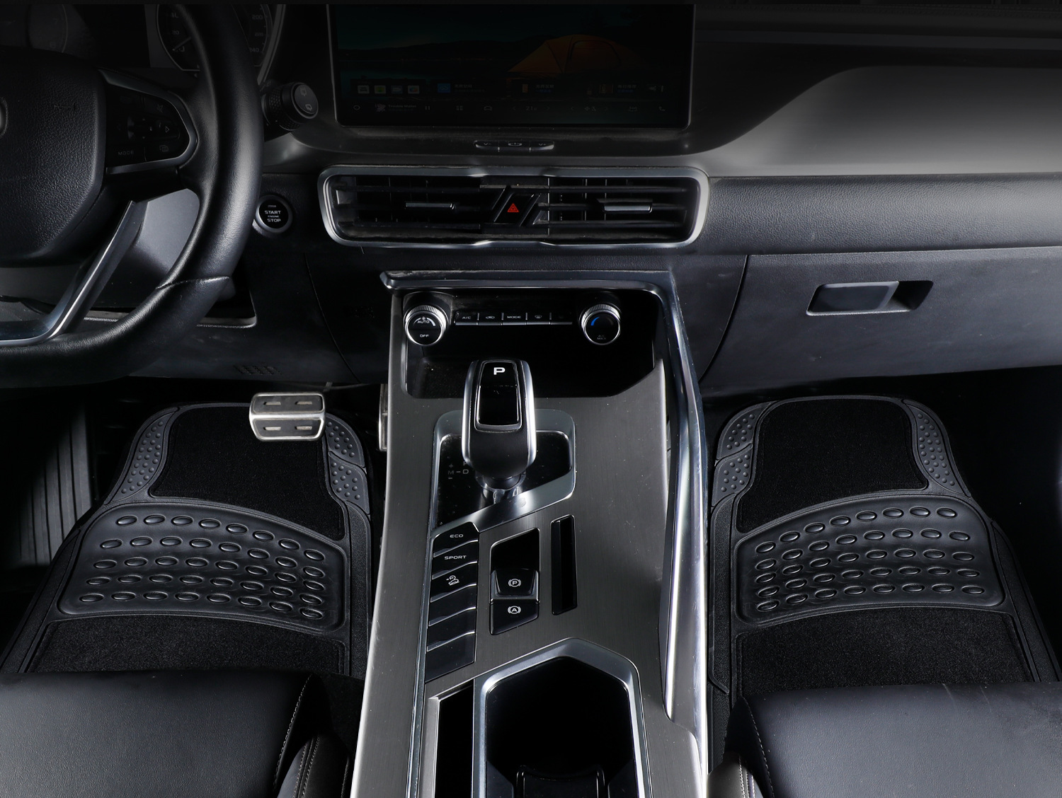 4 komada Univerzalni Auto Patosnici | Vodootporni & Izdržljivi Gumeni Patosnici za Automobile, SUV, Kamione i Kombije, Neklizajući Dizajn sa Površinom koja se Lako Čisti, Odgovara Većini Vozila, Crni, Debljina 0.5cm, Prednji & Zadnji Set (64x41cm & 41x41cm)