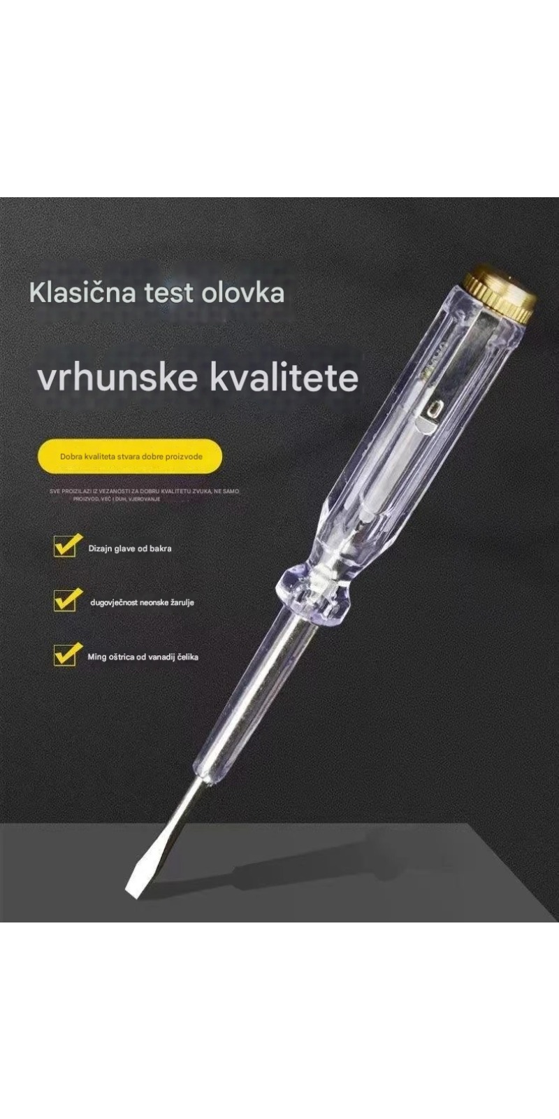 Prenosiva bakarna električna testna olovka | Transparentno telo za detekciju kućnih strujnih kola, nenapunjena, bez