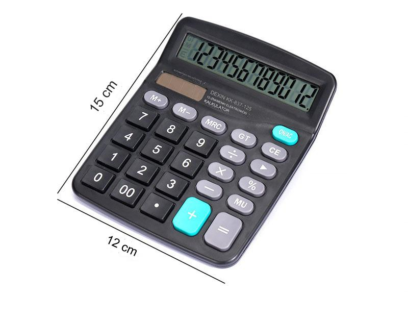 Kalkulator na solarni pogon sa velikim ekranom i dvostrukim izvorom napajanja (solarni i rezervna baterija) - VFD ekran, 12-znamenkasti visoke preciznosti, funkcije memorije, automatsko isključivanje i izračun promene jednim dodirom za finansijsku računovodstvo, kancelariju, školu, inženjering