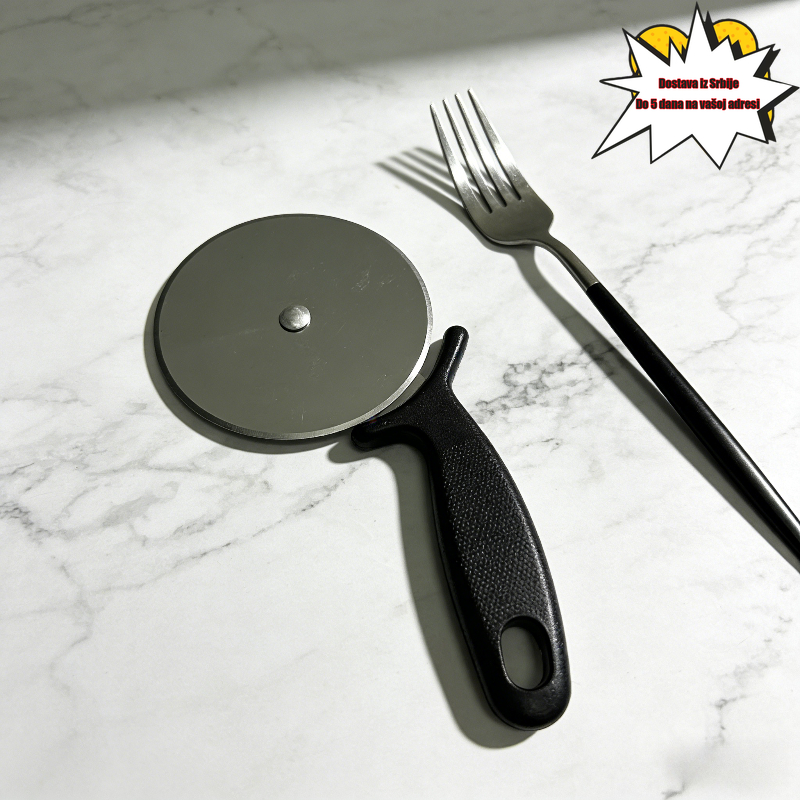 Pizza točak sekač polukružni ljuljajući nož od nehrđajućeg čelika sa novim zaštitnim poklopcem, zakrivljen, višefunkcionalan