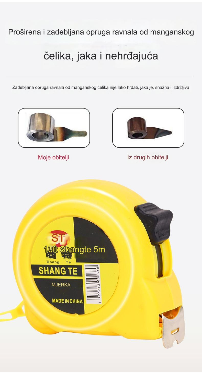 Paket od 5 metara - Čelična merna traka sa kopčom za kaiš - Izdržljiva i prenosiva merna traka za geodetske radove, DIY, uređenje dvorišta - Dugotrajna i praktična za profesionalce i svakodnevnu upotrebu