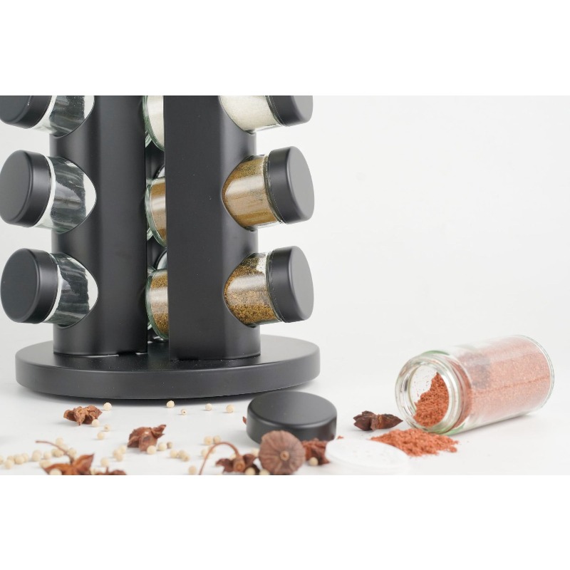 360° Rotirajući stalak za začine | Oli organizer od nerđajućeg čelika sa višeslojnim teglicama i posudama, dizajn police sa nosačima