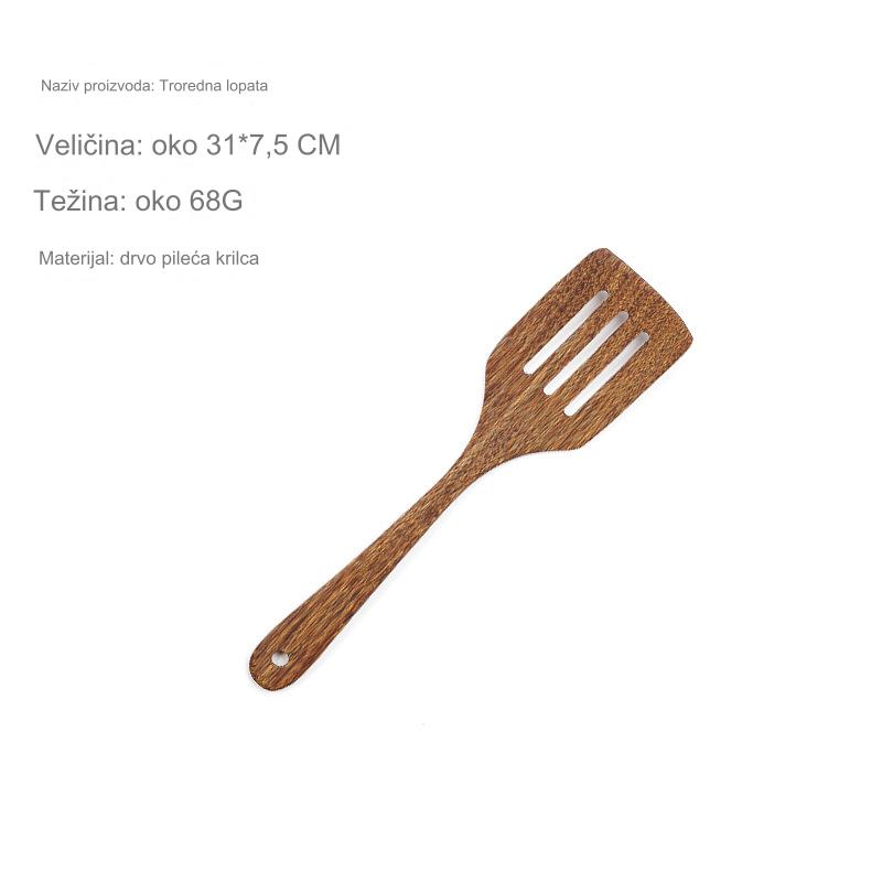 Drvena lopatica i kašika za supu - Dugačka drška za prženje sa drvetom, nelepljiva za tiganje, kašika za pirinač, supu, curry, prženje - Izdržljiva i praktična (Kompatibilna sa indukcionim štednjacima)