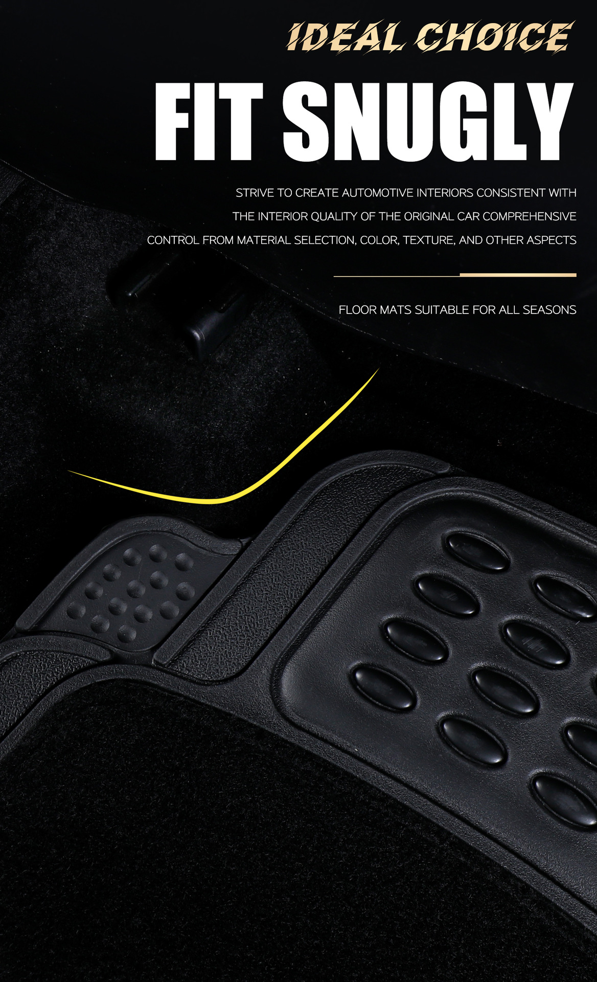 4 komada Univerzalni Auto Patosnici | Vodootporni & Izdržljivi Gumeni Patosnici za Automobile, SUV, Kamione i Kombije, Neklizajući Dizajn sa Površinom koja se Lako Čisti, Odgovara Većini Vozila, Crni, Debljina 0.5cm, Prednji & Zadnji Set (64x41cm & 41x41cm)