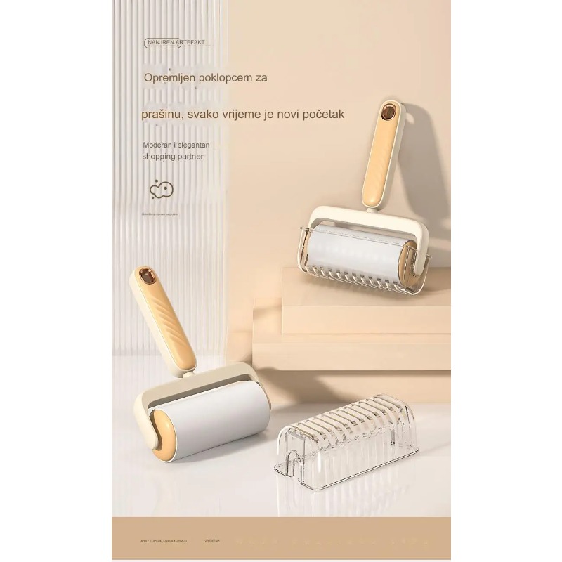 Valjak četka za čišćenje prašine za kućnu upotrebu, sa odvojivom dugom drškom, dizajniran za lako uklanjanje dlaka i prašine sa daškom elegancije