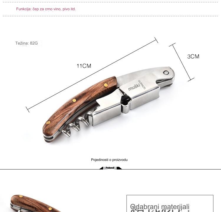 Višenamenski otvarač od nehrđajućeg čelika sa nožem za vino, otvaračem za flaše/konzerve, čepom za vino i još mnogo toga - Sve-u-jednom za kampovanje, piknik, bar, restoran - Kompaktan i higijenski dizajn