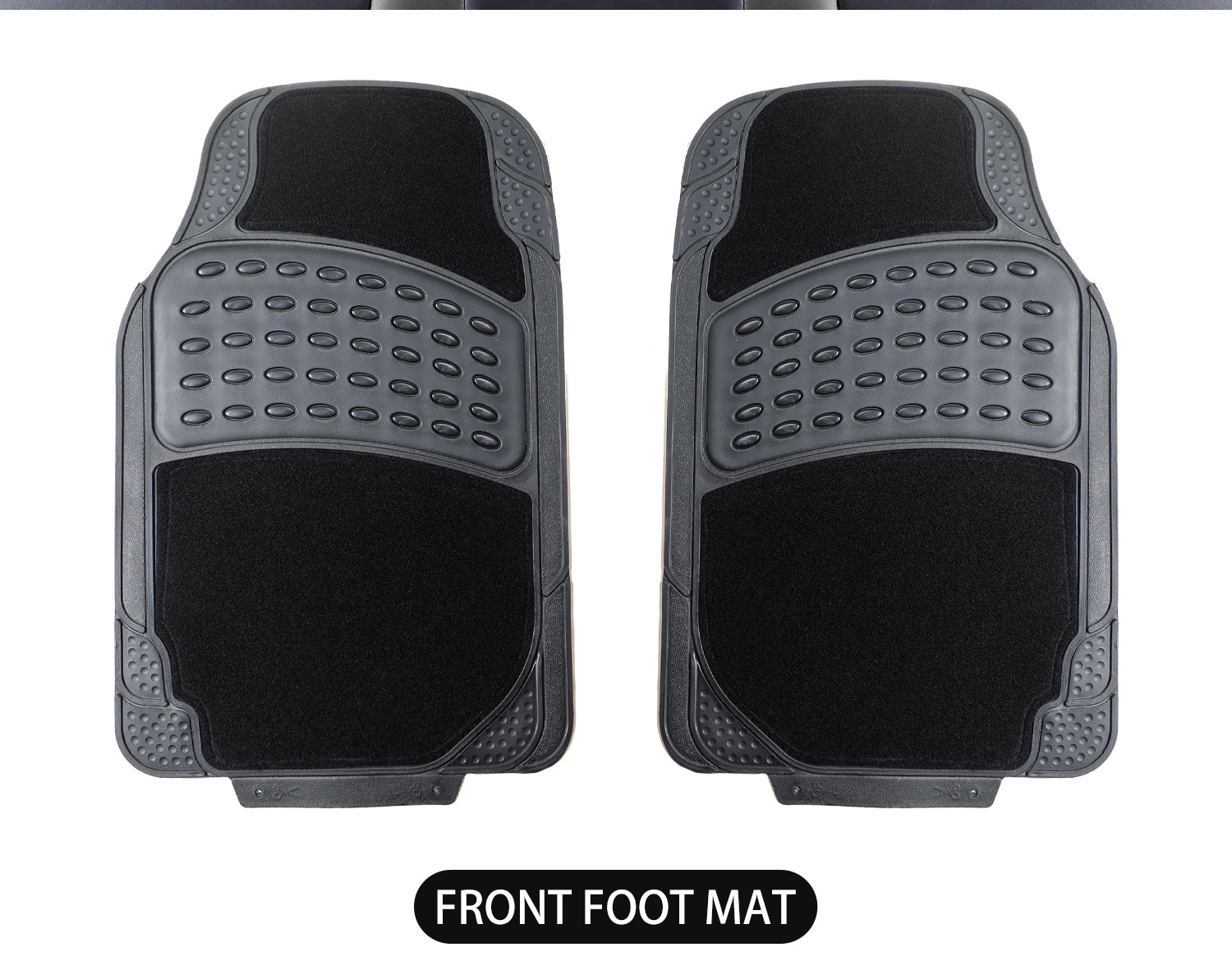 4 komada Univerzalni Auto Patosnici | Vodootporni & Izdržljivi Gumeni Patosnici za Automobile, SUV, Kamione i Kombije, Neklizajući Dizajn sa Površinom koja se Lako Čisti, Odgovara Većini Vozila, Crni, Debljina 0.5cm, Prednji & Zadnji Set (64x41cm & 41x41cm)