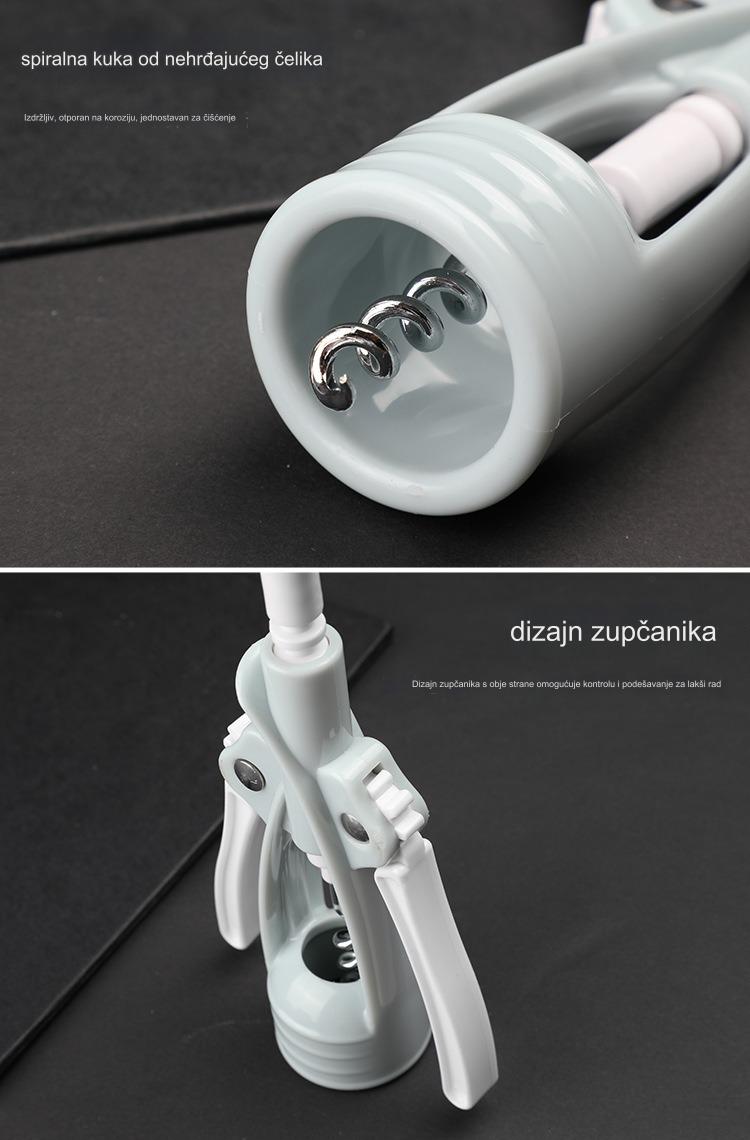 1 Komplet Robusnih Debelih Plastičnih Otvarača za Vino sa Čepom i Polugom - Robusni Beli i Zeleni Otvarači za Flaše Vina, za Putovanja, Žurke - Ručni Povlačač, Izdržljiv Prenosivi Komplet Dodataka za Vino