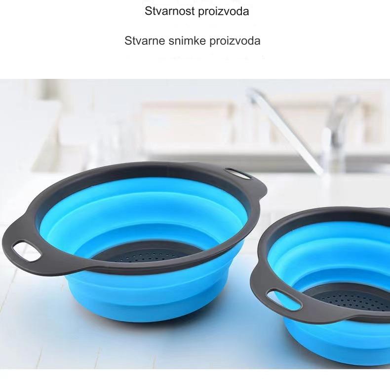 Sklopiva teleskopska korpa za pranje sa otvorima za odvod - izdržljiva sklopiva plastična korpa za sušenje posuđa, kampovanje, RV - prenosiva korpa za pranje povrća i voća koja štedi prostor (zelena/siva)