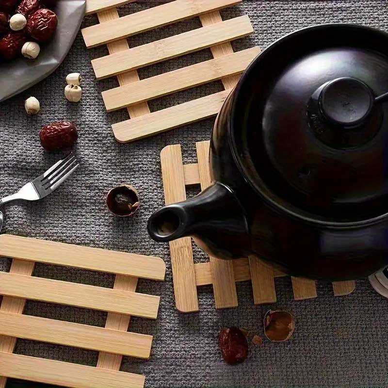Set od 3 komada minimalističkih izdržljivih podmetača od bambusovog drveta, toplotno otporna podmetača za sto, zaštitnik za vruće lonce, izolovana podloga za sto, podmetač za tanjire i posuđe, podloga za tepsiju