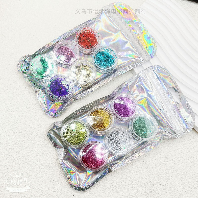 Set sa 6 boja sjajnog praha, ultra sjaj za DIY ukrašavanje noktiju, modna revija sa šljokicama