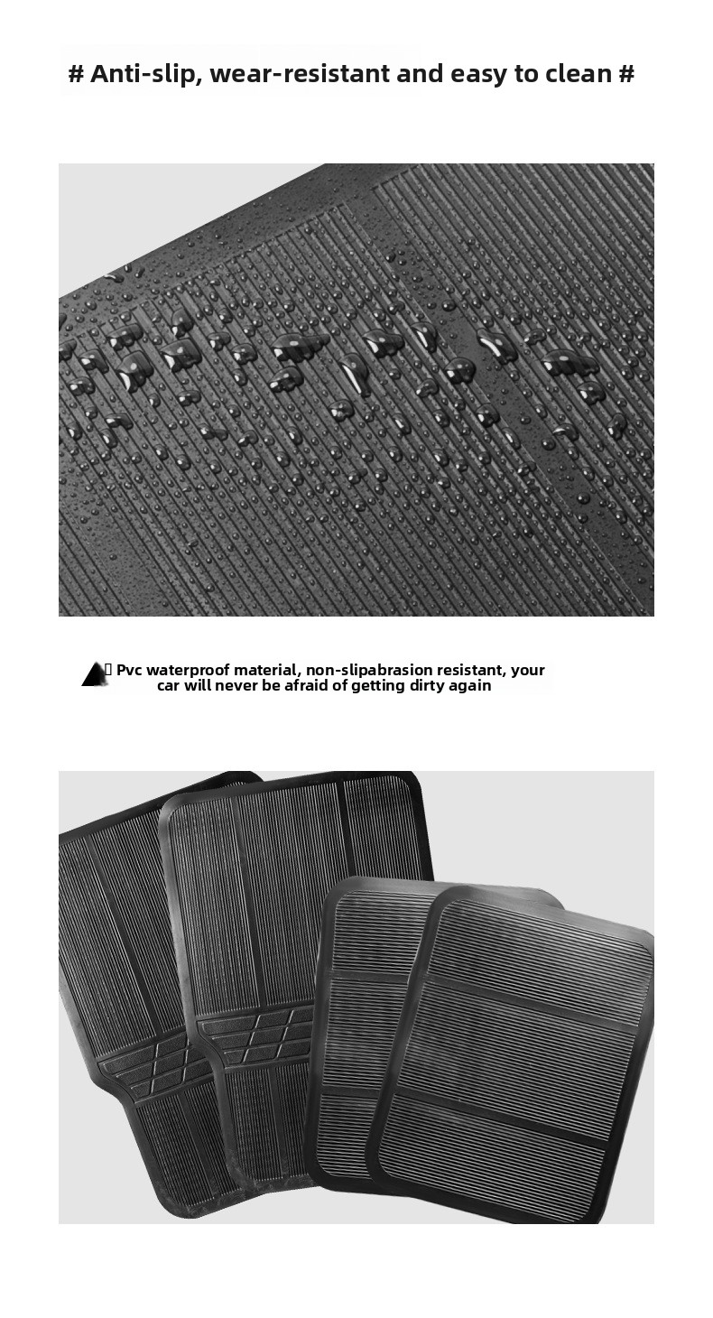 4 komada univerzalnih podnih prostirki za automobile - izdržljive PVC, neklizajuće i lako za čišćenje, pogodne za limuzine i SUV vozila, za sve sezone: proleće, leto, jesen i zima
