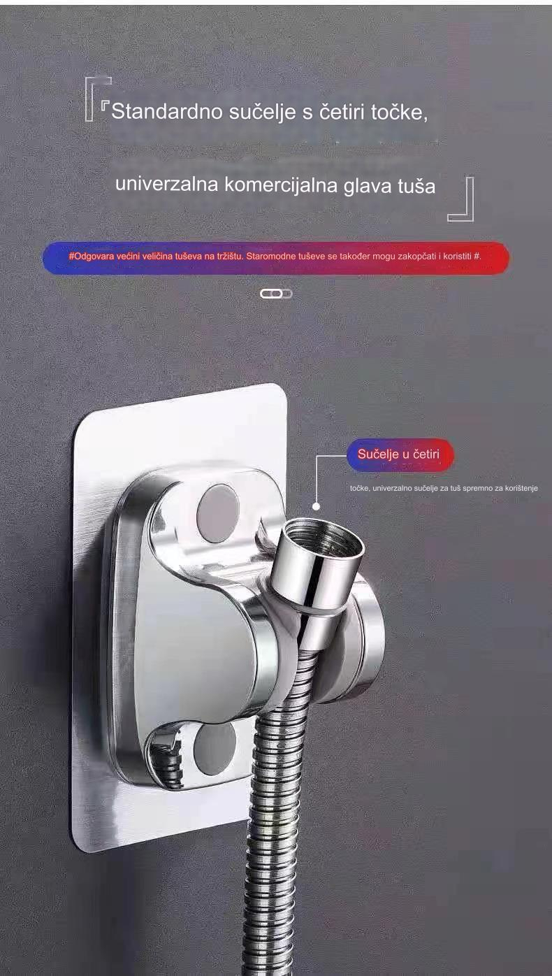 Držač za tuš glavu bez bušenja - Podesivi zidni nosač kompatibilan za ručne tuš sisteme, montaža bez bušenja, jednostavna i besplatna instalacija, organizator za kupatilo (zidni nosač za ručni tuš)