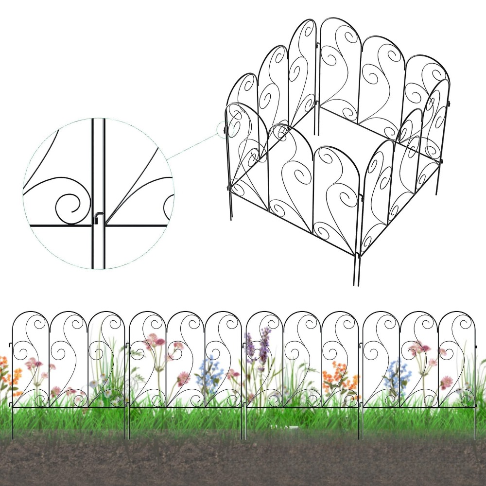 [2D Ravno] 4 komada 50*40cm Čelične Ograde od Livenog Gvožđa Otpornog na Rđu, Bez Kopanja, Pogodne za - Spoljnu Baštensku Ogradu, Modernu Vertikalnu Barijeru, Montaža