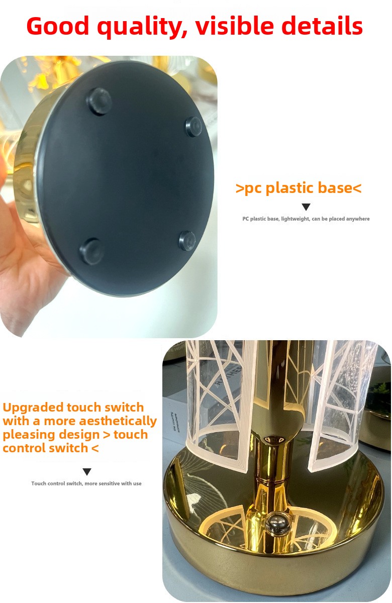 Moderna elegantna stona lampa sa podesivim dizajnom zvezdanog neba - Metalna i akrilna baza, USB stona lampa sa 3 boje i mogućnošću prigušivanja, idealna za dekoraciju spavaće sobe i kao poklon, lako upravljanje pomoću dugmeta, uključuje izvor svetlosti, lakirana