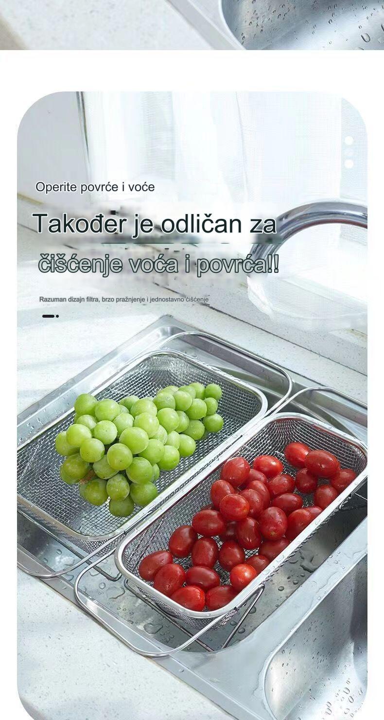 Uvlačiva korpa za odvod sudopere od nerđajućeg čelika | Bezbedna za mašinu za pranje sudova, kuhinjska polica za skladištenje koja štedi prostor
