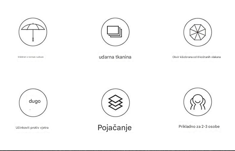 Poslovni Automatski Kišobran sa Dugom Drškom i Ravnom Krilom za Muškarce | Otporan na Vetar i Vodootporan, 8 Rebara, Gvozdeni i Plastični Ram, Netkani Materijal, Zreli Stil