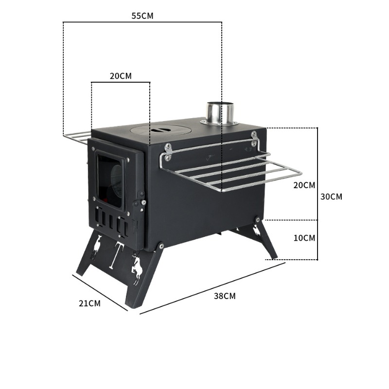 Sve-u-jednom Nerđajući Čelični Spoljni Kamp Šporet - Prenosivi Drveni Stoni Grejač i Roštilj Pogodan za Grevanje Šatora, Dvorišni Logorski Ognj, Piknik, Kamin, Kompaktan za Spoljnu Upotrebu (Bez Sistema za Paljenje)