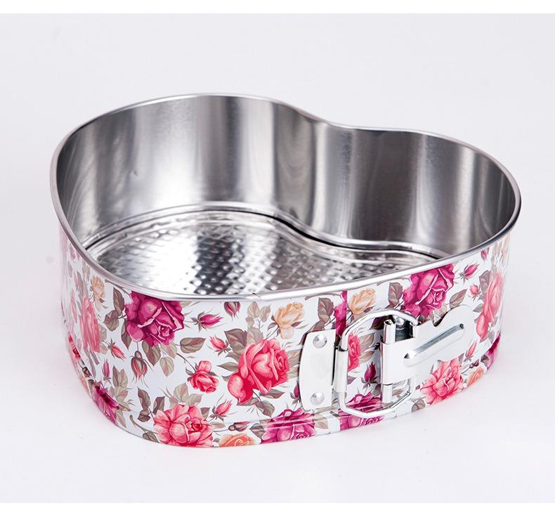 Nelepljiva ola posuda za torte sa cvetnim dezenom, sa zatvaranjem na kopču u obliku srca - Metalni kalup za pečenje slojevitih torti, kolača, torti - Lako vadi se, izdržljiv i sa ravnomernom raspodelom toplote, za pečenje za Dan Svetog Patrika, alat za desert za kućne i profesionalne kuhinje