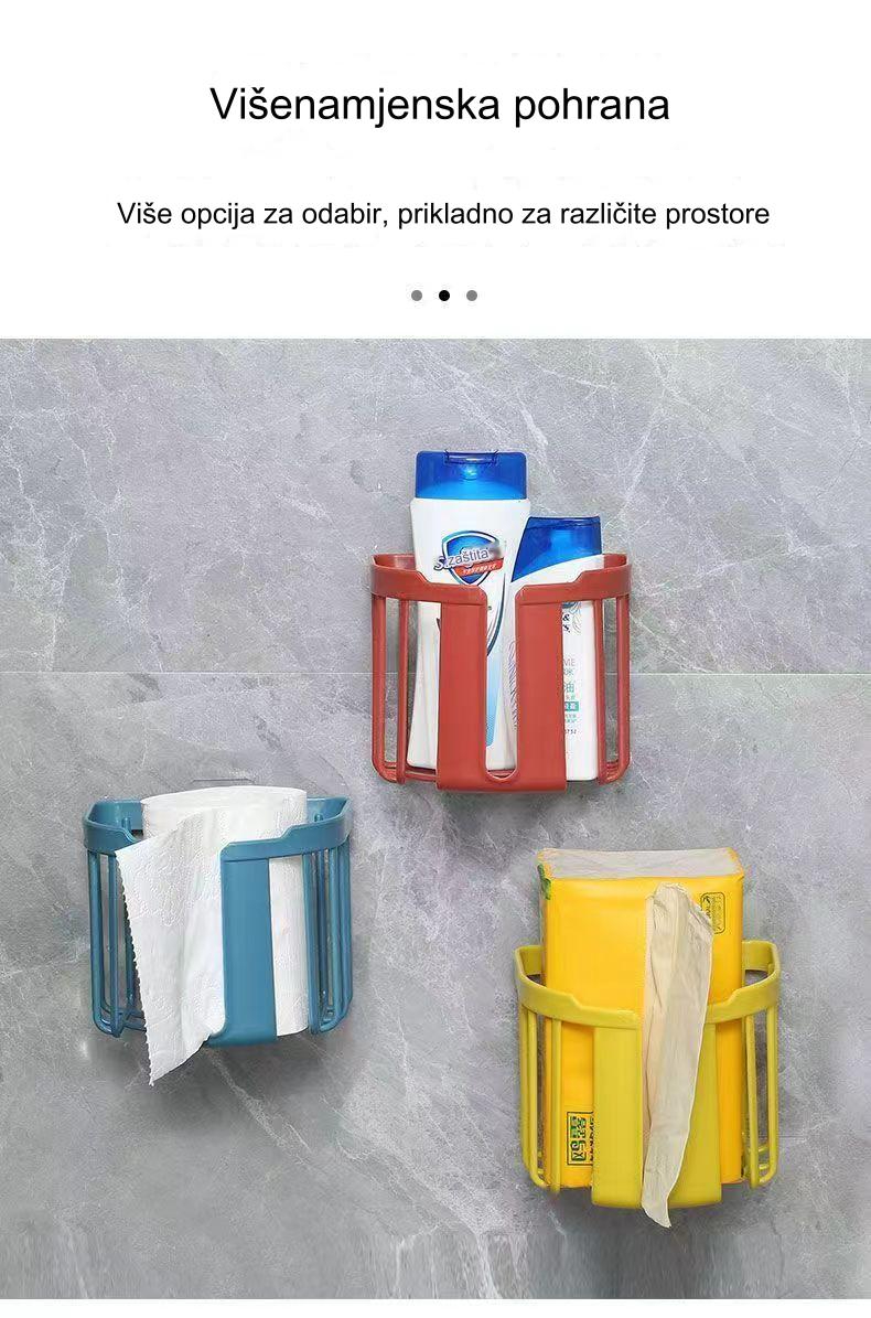 Držač toalet papira za montažu bez bušenja - Samolepljiva instalacija (bez šrafova/eksera), lako uklanjanje, lepljiva podloga, izdržljiv plastični držač za kupatilo za stanare ili javne toalete