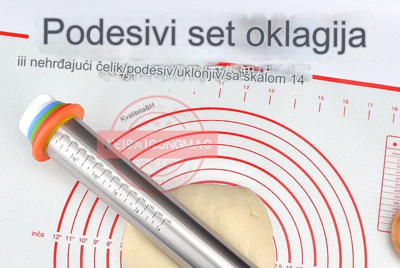 43,18 cm Podesivi Valjak od Nerđajućeg Čelika sa Oznakama za Debljinu (mm/cm) - Robusni Valjak za Tijesto za Pečenje, Peciva, Kora za Pite, Pizzu i Kolačiće - Nelepljiv, Izdržljiv za Profesionalne Pekare