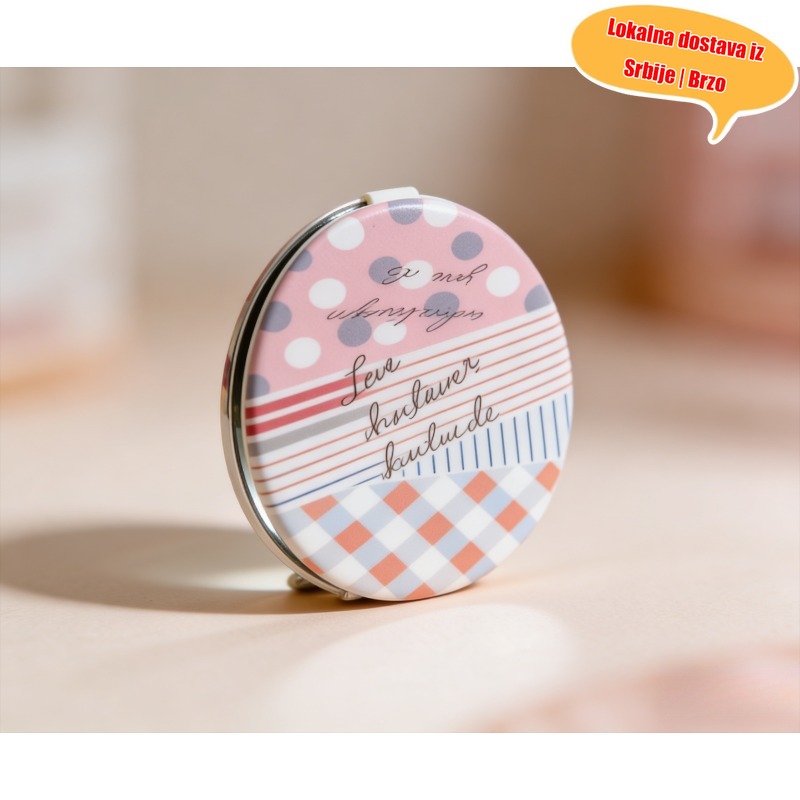 Mini dvostrano sklopivo ogledalo za šminkanje sa slatkim dezenima, prenosivo za popravke šminke na putovanjima