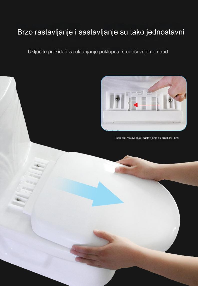 Teška poklopac za WC sa zadebljanim protivkliznim prstenom - Mekani jastučić od smole, lako se čisti u beloj/crnoj/bež/smeđoj boji, dizajn sa prednjim otvaranjem za WC šolju (odgovara većini standardnih WC-a) - Nadogradnja kupatila