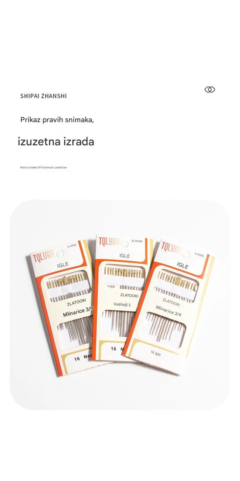 Premium ručne šivaće igle sa velikim ušicama i zlatnim vrhom - izdržljive igle za vezenje, velika ušica za lako provlačenje konca, idealne za tkaninu, vinil, za mašinsko i ručno šivenje (zanatstvo, krojenje)