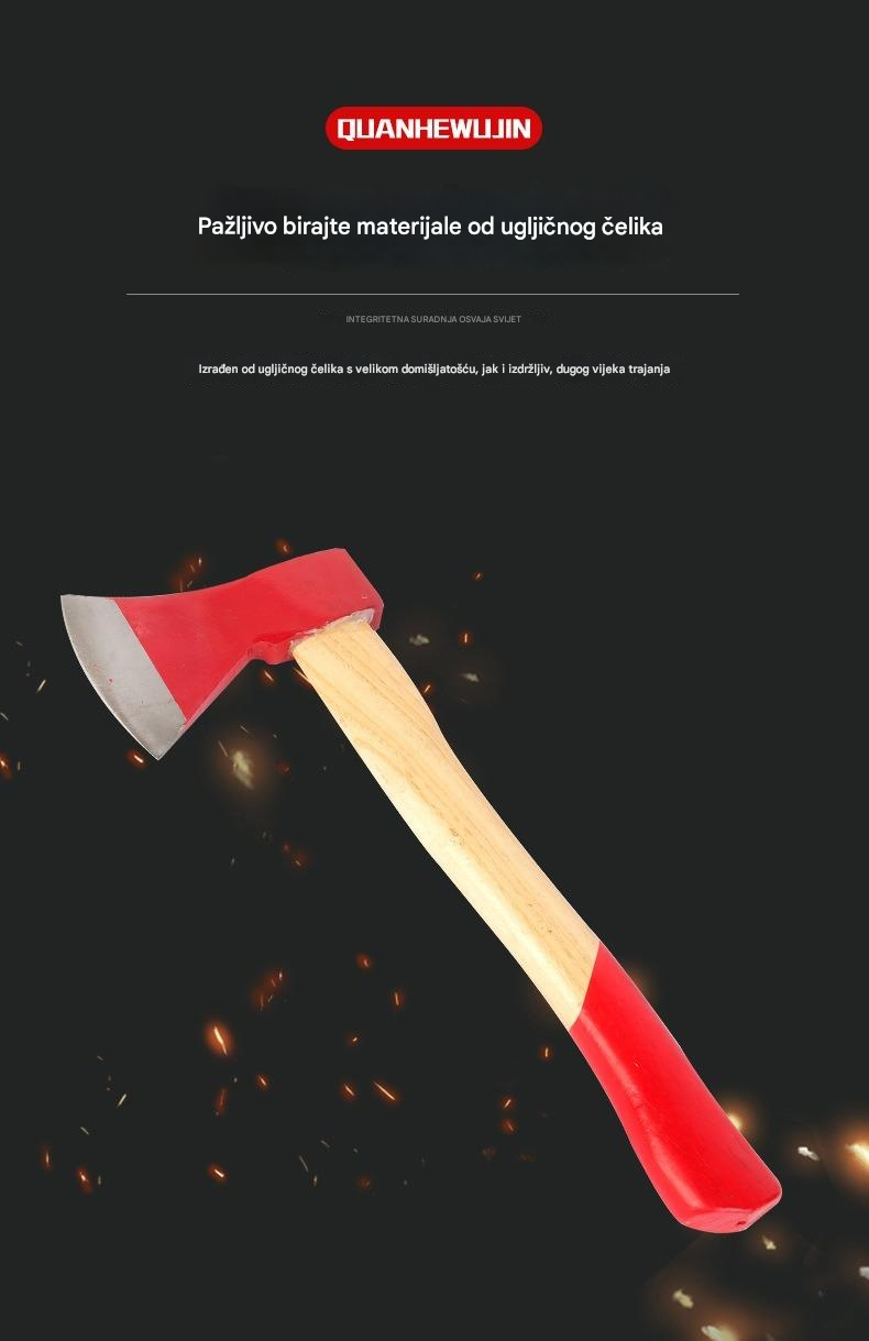 Ručno izrađena teška sekira sa stakloplastičnom drškom i sečivom - Profesionalna za sečenje drva, drvorez, ogrjev - Izdržljiva sekira sa neklizajućim drškom, lagana za sečenje drveća, preživljavanje u prirodi