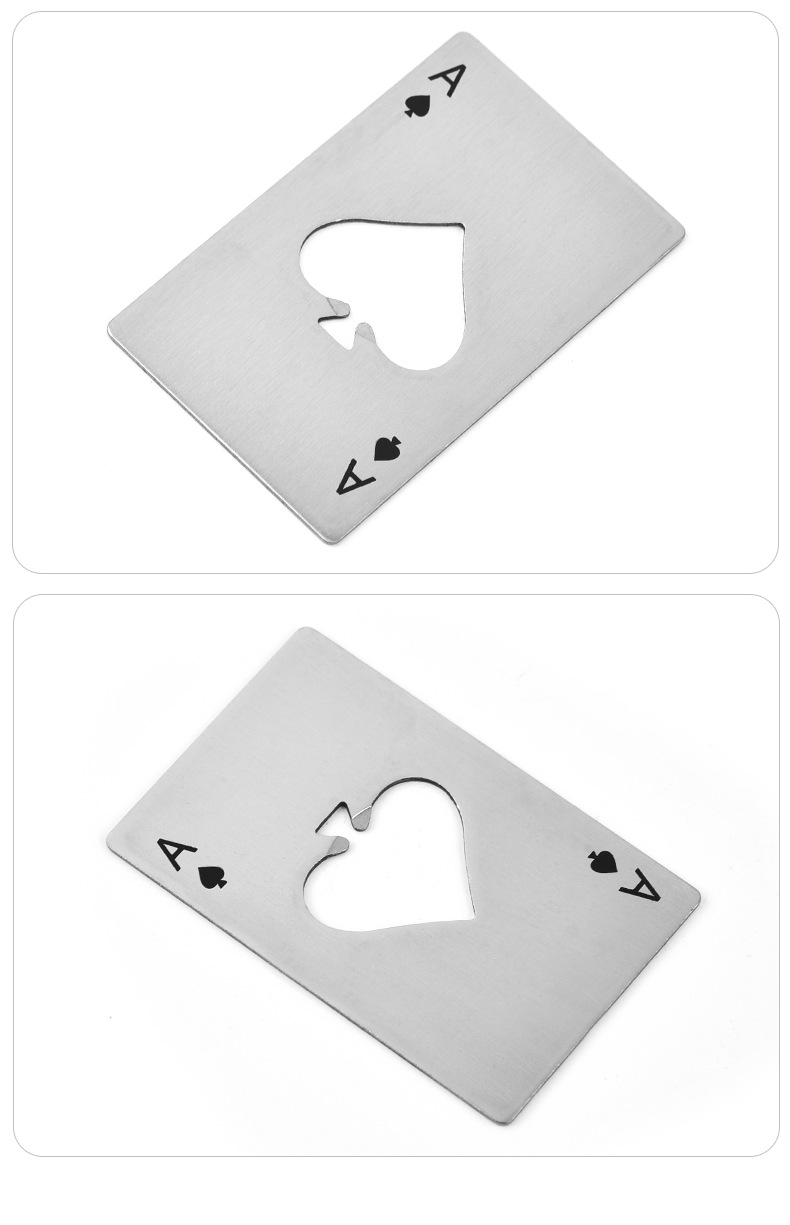 Aker za flaše/limenke od nerđajućeg čelika u obliku Dama Pik - Izdržljivi višenamenski otvarač sa elegantnim dizajnom karte, kompaktan i prenosiv za kuću, žurke, barove - Trajan i otporan na rđu za flaše spade, sode, piva, vina - Idealan za poker večeri i E
