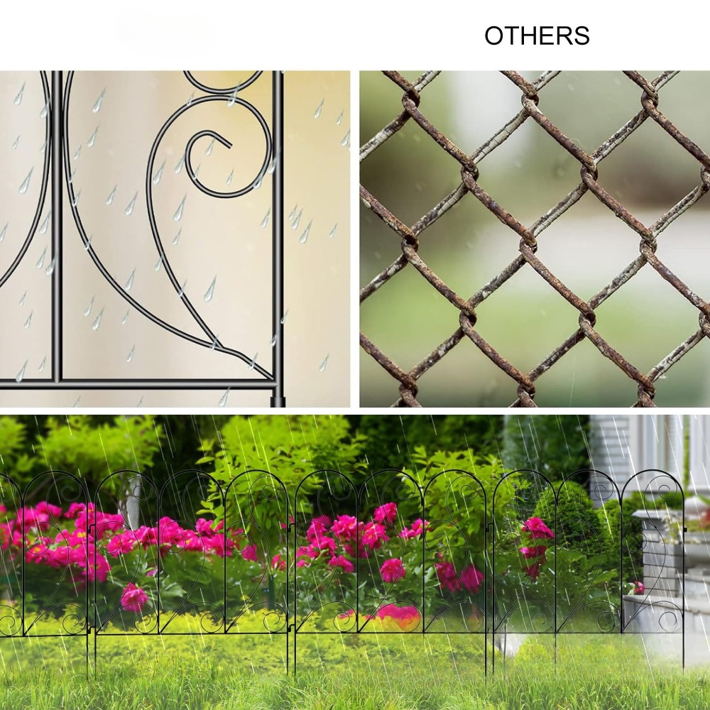 [2D Ravno] 4 komada 50*40cm Čelične Ograde od Livenog Gvožđa Otpornog na Rđu, Bez Kopanja, Pogodne za - Spoljnu Baštensku Ogradu, Modernu Vertikalnu Barijeru, Montaža