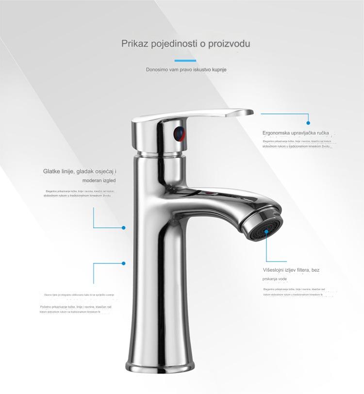 Jednoručna slavina za lavabo sa mešalicom za toplu i hladnu vodu - rotaciona ručka, hromirana završna obrada, evropski navoj, izdržljiva konstrukcija za kupatilo, kuhinju ili pomoćni sud - jednostavna instalacija, dizajn koji štedi prostor