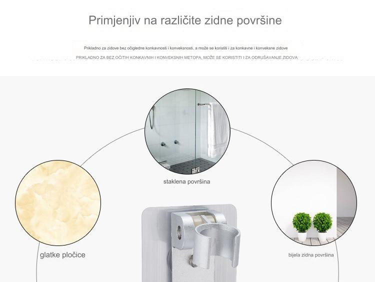 Podesivi dodaci za kuku | Nosač za tuš u kupatilu bez bušenja, Univerzalna baza za tuš, Kuka za peškir