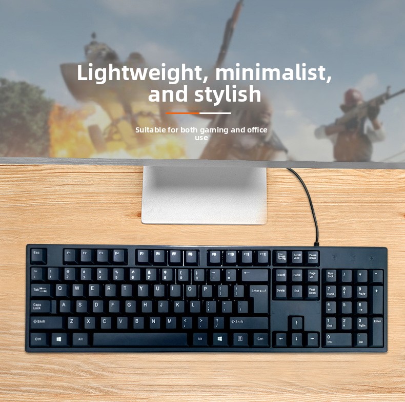 Uska Žična USB Tastatura za Poslovnu Kancelariju Kućnu Upotrebu Kompatibilna sa Desktop PC računarima, Ergonomski Dizajnirana Tastatura, Račuka Tastatura, Kompaktna Tastatura, Elegantan Dizajn, Izdržljive Tipke, Čvrsta Konstrukcija, USB Tipkanje