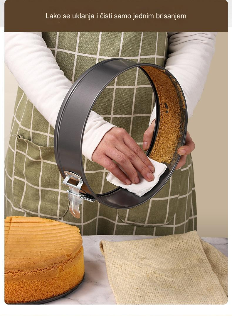 Podebljani kalupi za torte od ugljeničnog čelika sa uklonjivim dnom za šifon i mus torte, Pravljenje Deserta,Precizni kalupi,Elegantna posuda za pečenje,Izdržljivi pribor za pečenje,Tepsija za mus,Kalup za Bundt tortu,Profesionalne kuhinje