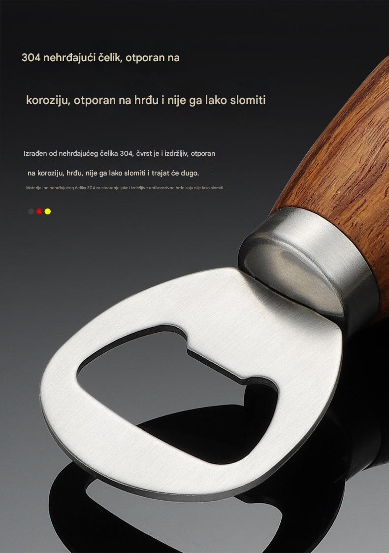 Vertikalni otvarač za vinske čepove i flaše od nerđajućeg čelika i punog drveta - Elegantna ružičasto zlatna završnica, višenamenski otvarač za čepove sa polugom, izdržljiv dizajn otporan na rđu za vino, pivo, šampanjac - Idealan za kuću, restorane, barove