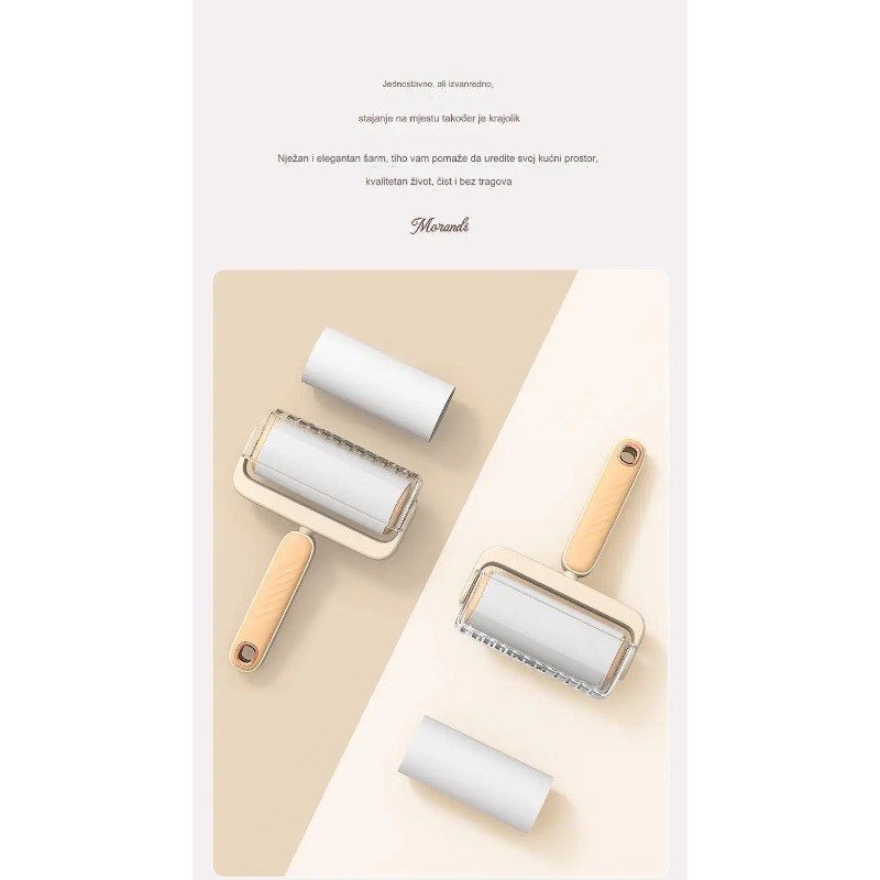 Valjak četka za čišćenje prašine za kućnu upotrebu, sa odvojivom dugom drškom, dizajniran za lako uklanjanje dlaka i prašine sa daškom elegancije