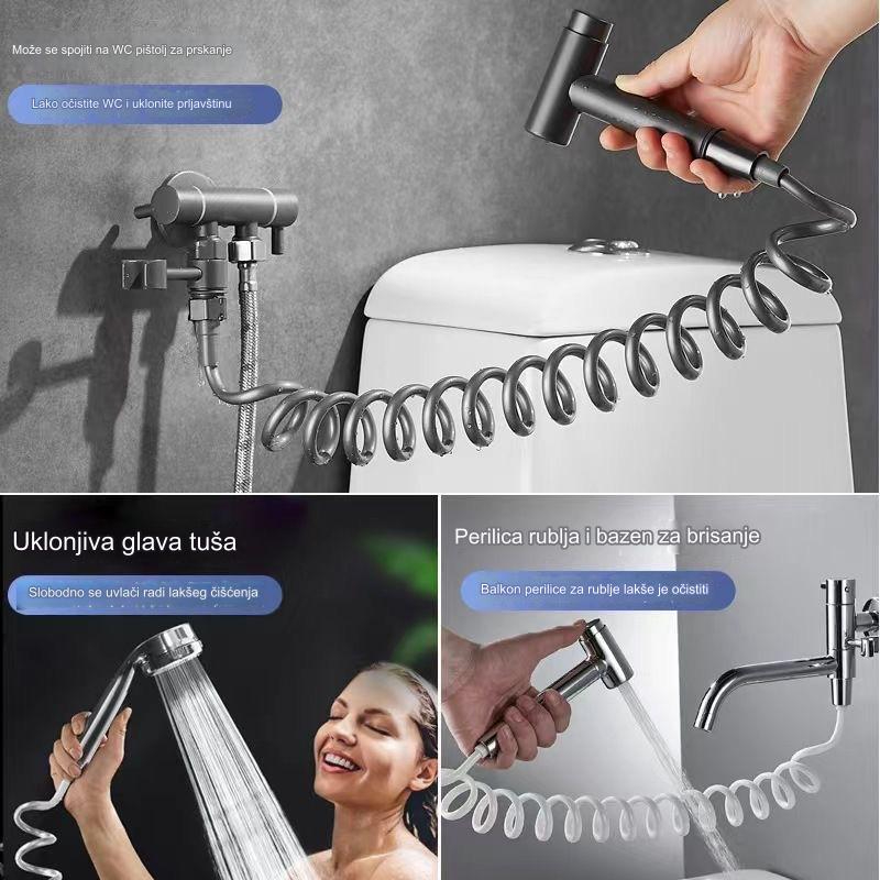 Set od 5 retro bideja sa tuš crevom i prskalicom za WC - Izdržljivi dodatak za bide, fleksibilno crevo, pogodno za tuš/kupatilo (Kompatibilno sa evropskim G3/8 priključcima) - Sistem za prskanje u kupatilu