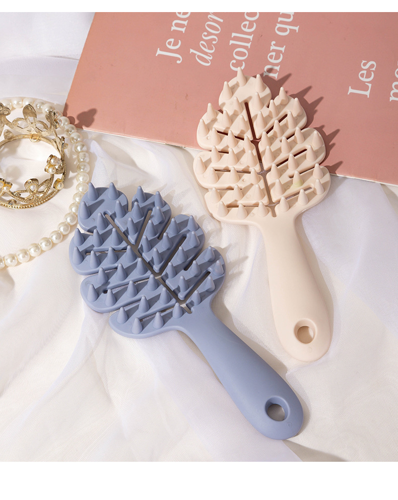 Češalj sa dugom drškom u obliku lista, šuplje čekinje, čvrste čekinje, za masažu i čišćenje, za suvo ili mokro korišćenje